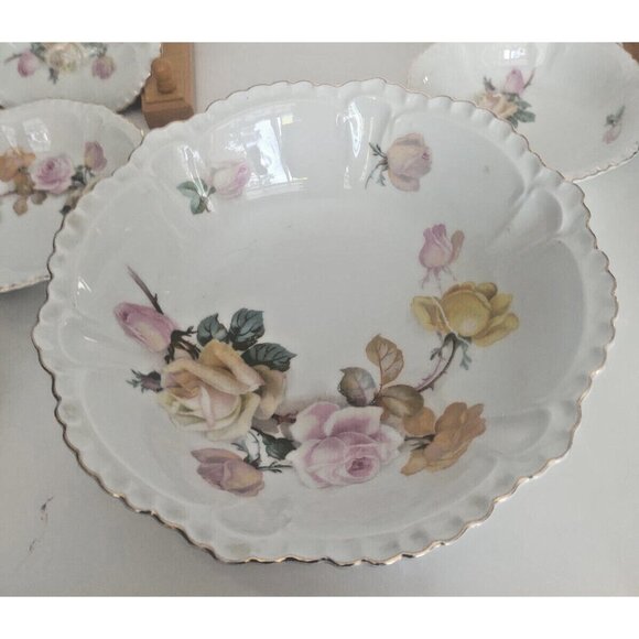 Antique Bavaria Schumann Arzberg Porcelain Serving Bowl and 4 nappies 1920's - Picture 4 of 16